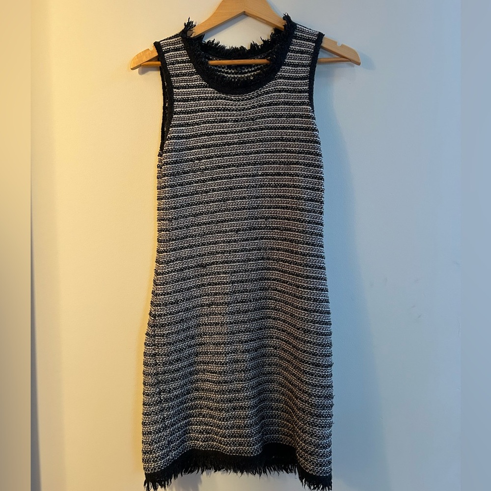 Anne Klein Black and White Textured Knit Dress